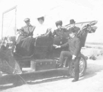 1906 Ruth & Bart, Leona & Sam in back seat, Jake Kingsfield standing