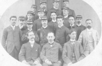 Abe Nelken, 3rd row left behind professor.  Medical School Graduation class